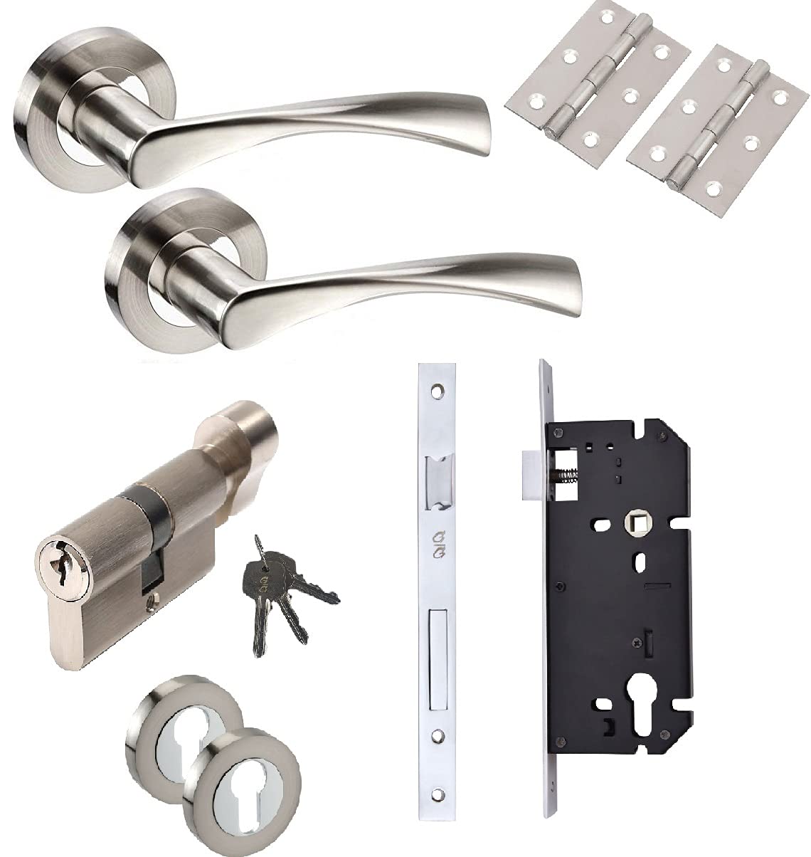 Golden Grace Cadenza Polished Chrome Bathroom Door Handle Pair