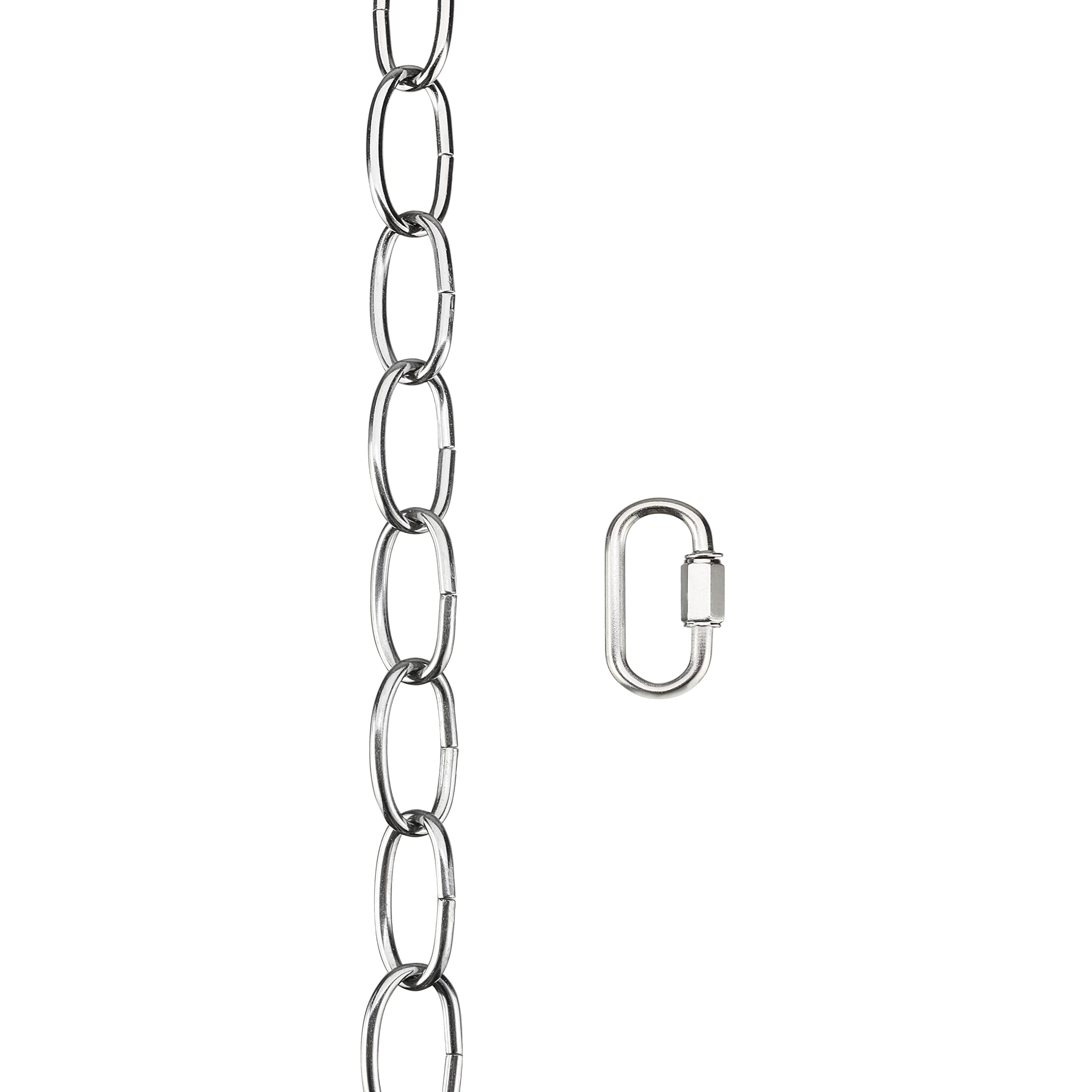 Aspen Creative 21108-71, Steel 6 Feet Heavy Duty Chain &amp; Quick Link Connector for Hanging Up Maximum Weight 40 Pounds in Chrome, 11 Gauge/6 feet