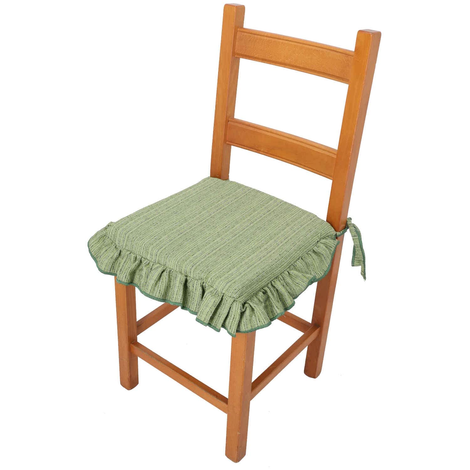 Casatessile Stuhlkissen 38x38 Cm Mit Rüschen – Graues Melange-Kissen Mit Kordelzug, Waschbar