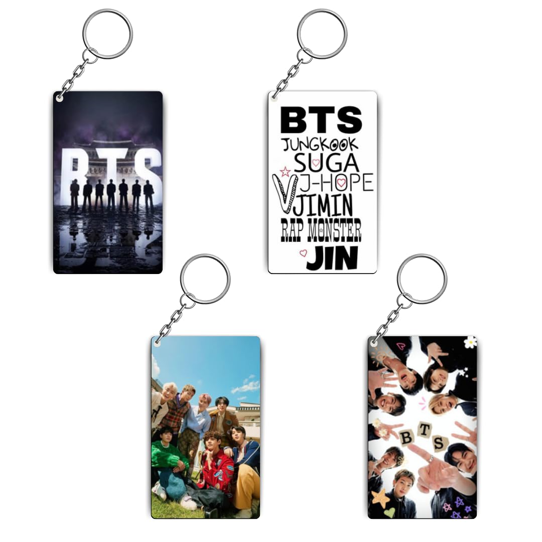 BTS Keychain Set of 4 – Style A K-Pop Keychains for Backpack, Bags, Keys & Car | BTS Merchandise | Cute Collectible Key Rings | K-Pop Accessories | Gift for BTS Fans-image-11