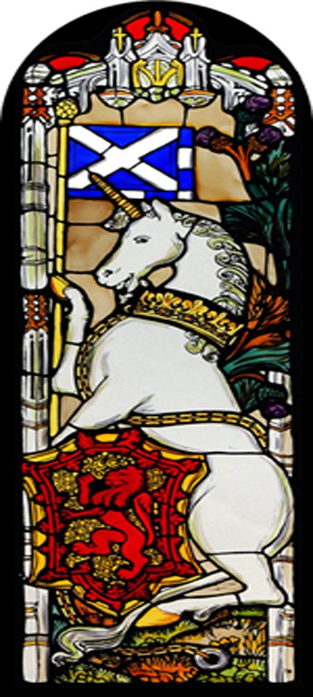 STAINED GLASS WINDOW ART - STATIC CLING DECORATION - EDINBURGH UNICORN OF SCOTLAND