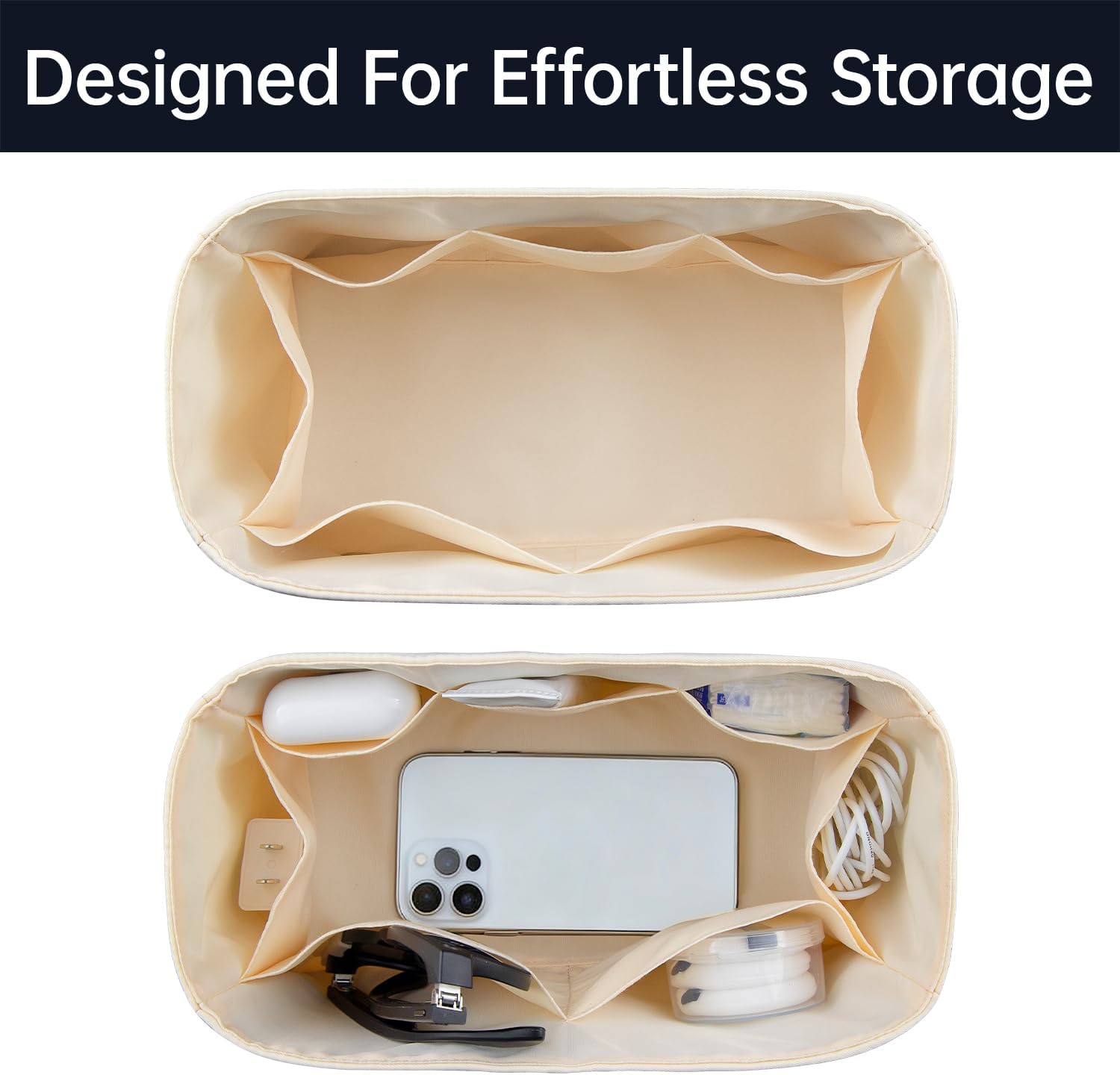 Organizer Insert for Birkin 20/25/30/35/40/45, Nylon Inner Bag Organiser(Size: BK25, Color: Etoupe Grey) - Image 3