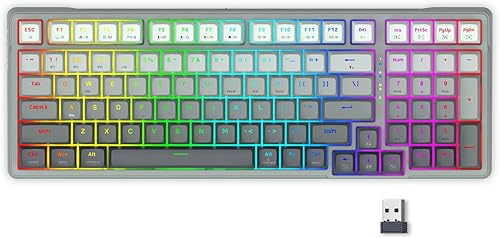 Miniatura 2 de E-YOOSO Z-99 Teclado mecánico inalámbrico, triple modo Bluetooth 5.02.4GHzUSB-C intercambiable en caliente personalizado, interruptores lineales