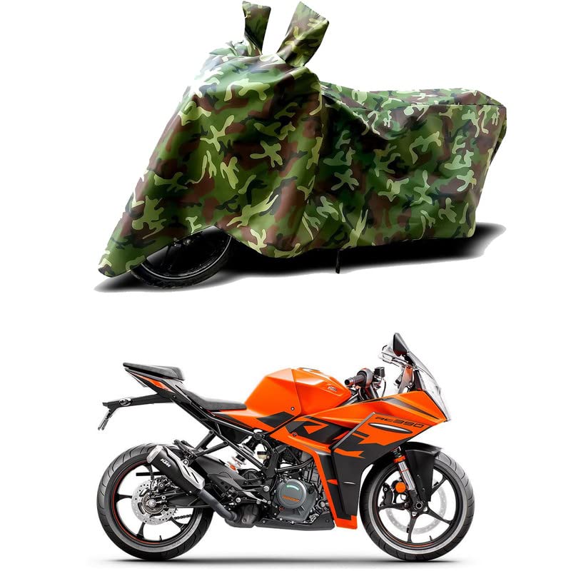 Image of 100% Water Resistant Bike Scooty Two Wheeler Body Cover Compatible for KTM RC 390 STD BS6 /UV-Rays /Heat Protection /Birds Dropping /Scratchproof /Dust Proof /Waterproof /All Varient[Green MJ]