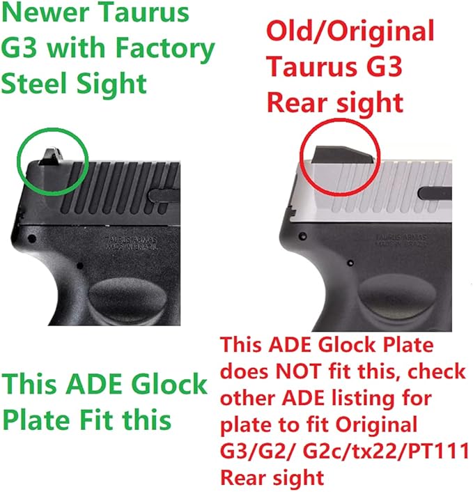 fits Glock Dovetail & Fits Taurus G3C Red Dot Mount Plate for multiple
