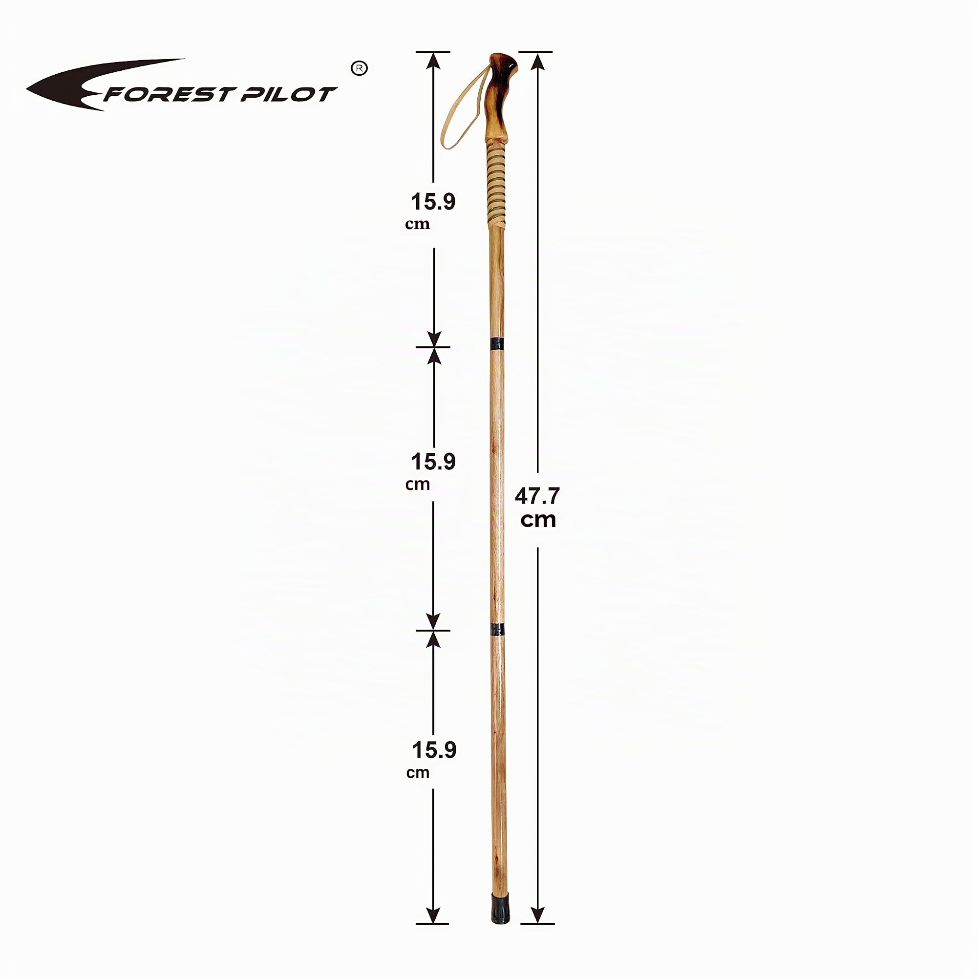 FOREST PILOT Bastone da passeggio rimovibile in legno duro con manico in pino con bussola (colore naturale, 122 cm, 1 pezzo)