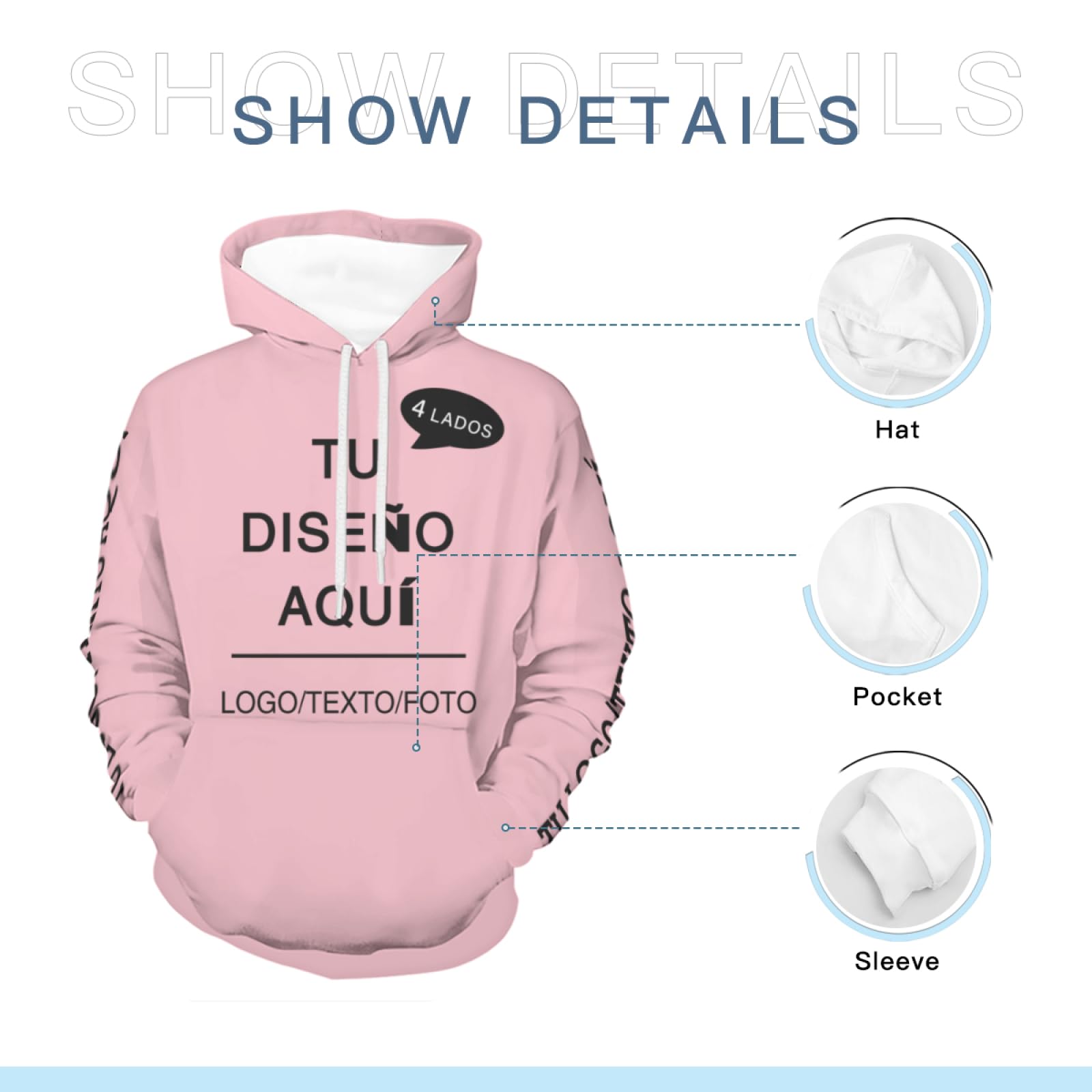 Sudadera Hombre Personalizado Sudaderas Hombres con Capucha Personalizada Unisex Diseña tu logo, foto o texto Pareja Sweatshirt Personalizada Regalo original para cualquier ocasión Navidad, Cumpleaños