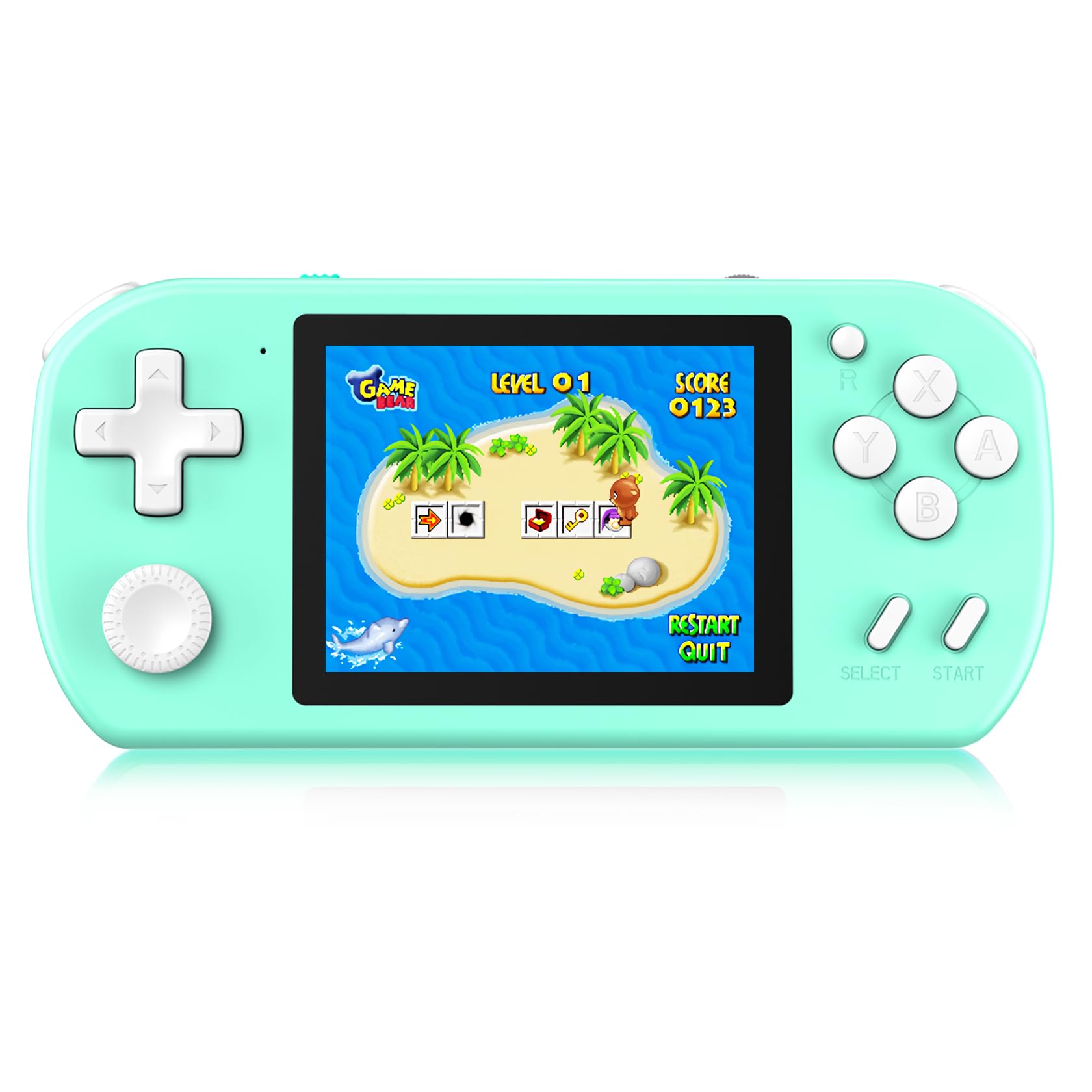 CCTU Handheld Games for Kids Preloaded 218 Retro Video Games, Portable Gaming System with 3.0" Screen Rechargeable Battery, Mini Arcade Electronic Toy Birthday Gifts for Boys Girls (Cyan)