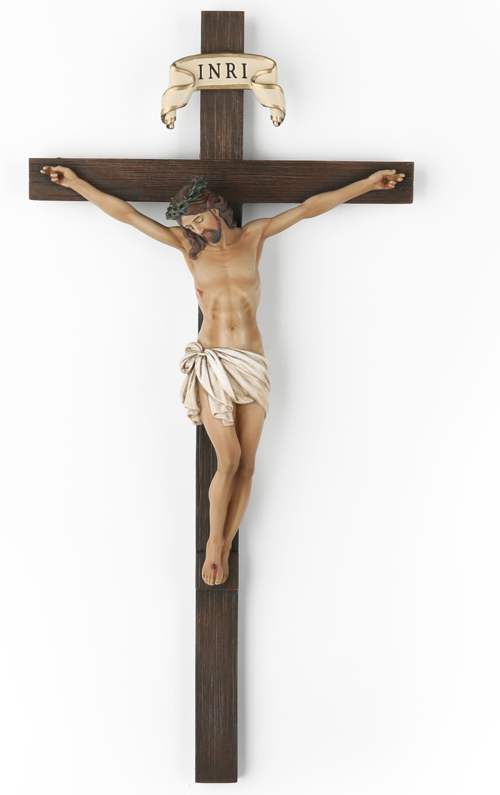 BC Catholic Crucifix Wall Cross, 10" H Jesus Christ Wall Decor for Home Altar, Crucifijos Catolicos Religious Gift, Inspirational Indoor Decor, Handpainted Renaissance Sculpture by Buildclassic