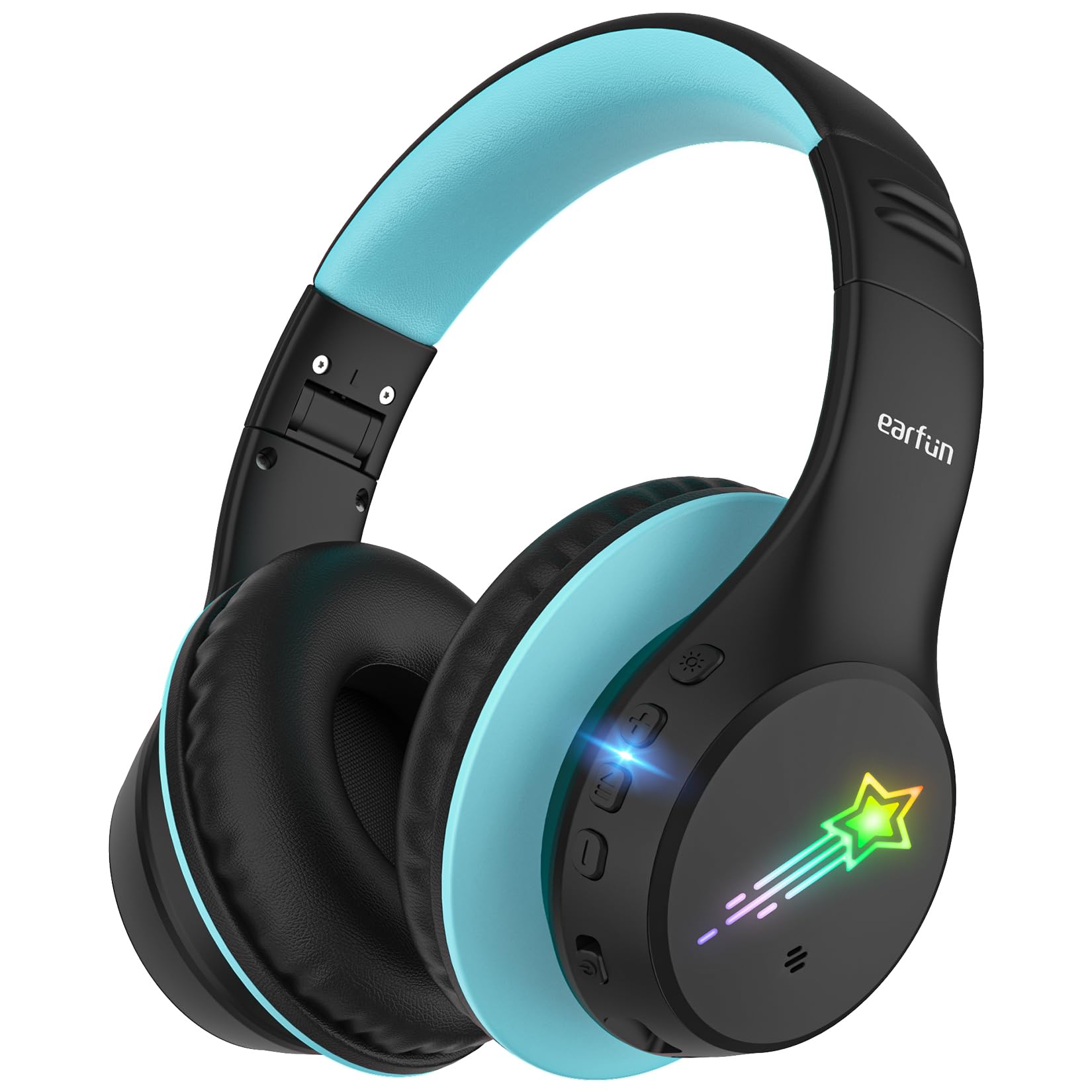 EarFun K4 Kids Bluetooth Headphones, Wireless Headphones with LED Lights, 74/85/94dBA Volume Limited, Built-in Mic, 90H Playtime, Bluetooth 5.4 Over