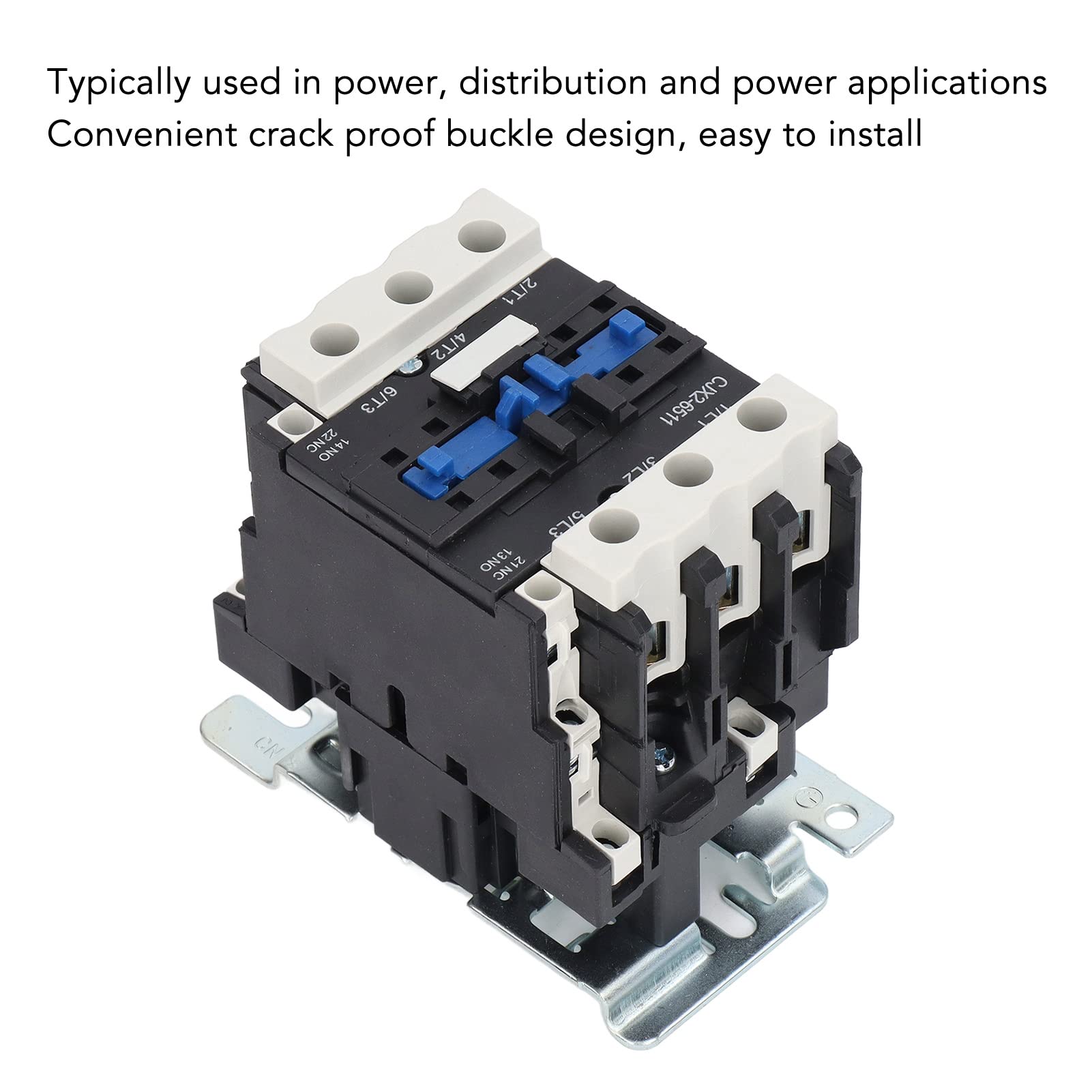 Contattore CA da 65 A con bobina da 110 V CA 50 Hz e guscio ignifugo - Contatti principali 3NO e ausiliari 1NO 1NC - per controllo motore, alimentazione e indicatori.