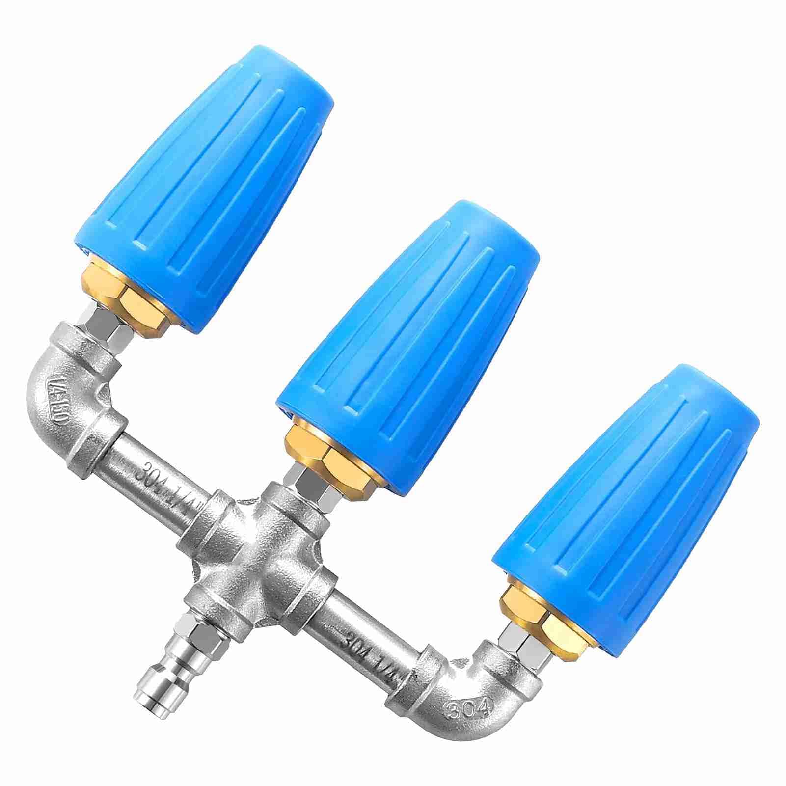 Jelquix 3 in 1 Nozzle Powerful 360 Degree Rotating Pressure Washer Accessory for Vehicles Stainless Steel Brass