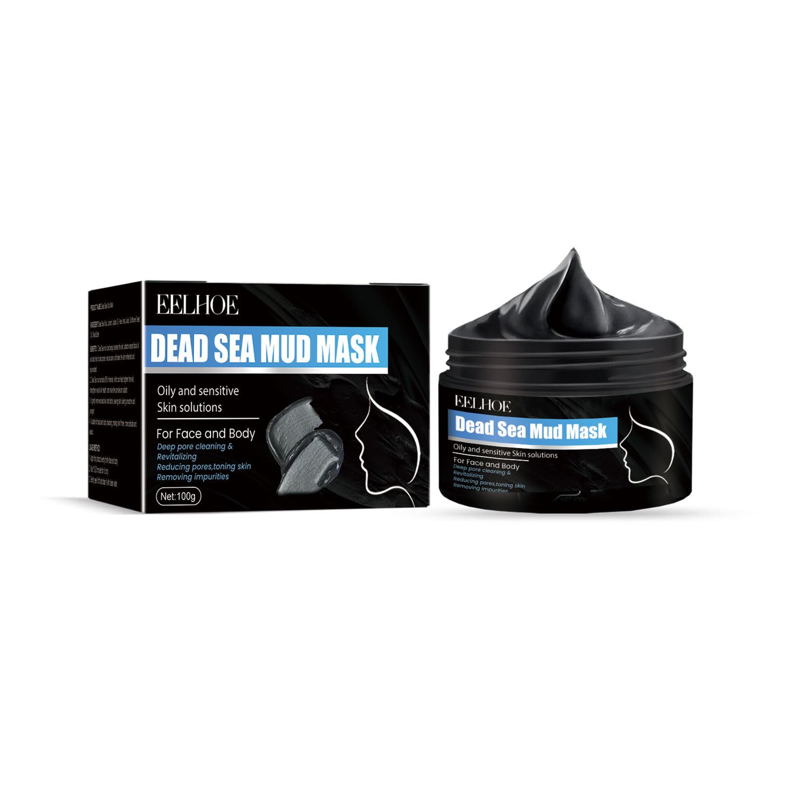 AXIYIBZIDead Sea Mud Mask for Face Body Care with Hyaluronic Acid for Women and Men - Pore Minimizer Skin Care - Deep Cleansing Skin Purifying Face Mask for Blackheads Oily Skin - 3.5oz/100g