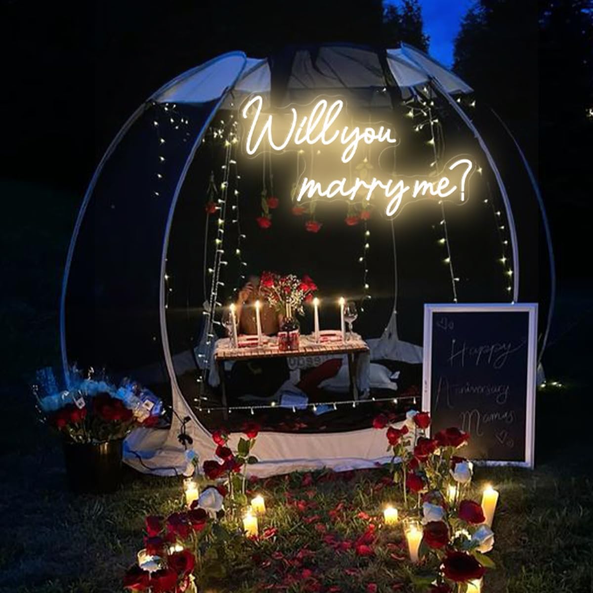 Will You Marry Me Neon Sign, 23.2X12.5 Inch, Large LED Neon Lights Sign With Remote Dimmer, Will You Merry Me Light Up for Engagement Party, Proposal, Wedding Decor, Warm White