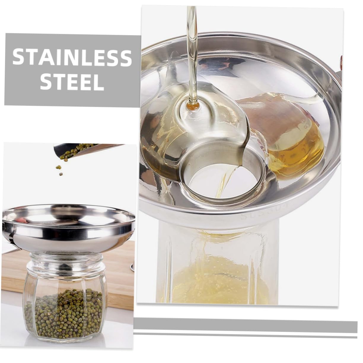Cabilock 4 Set 4 Set Imbuto In Acciaio Inox Imbuto A Bocca Larga Per Barattolo Di Per Conserve Per Uso Cucina Di Riempimento Imbuti A Bocca Larga 2 pezzi * 4