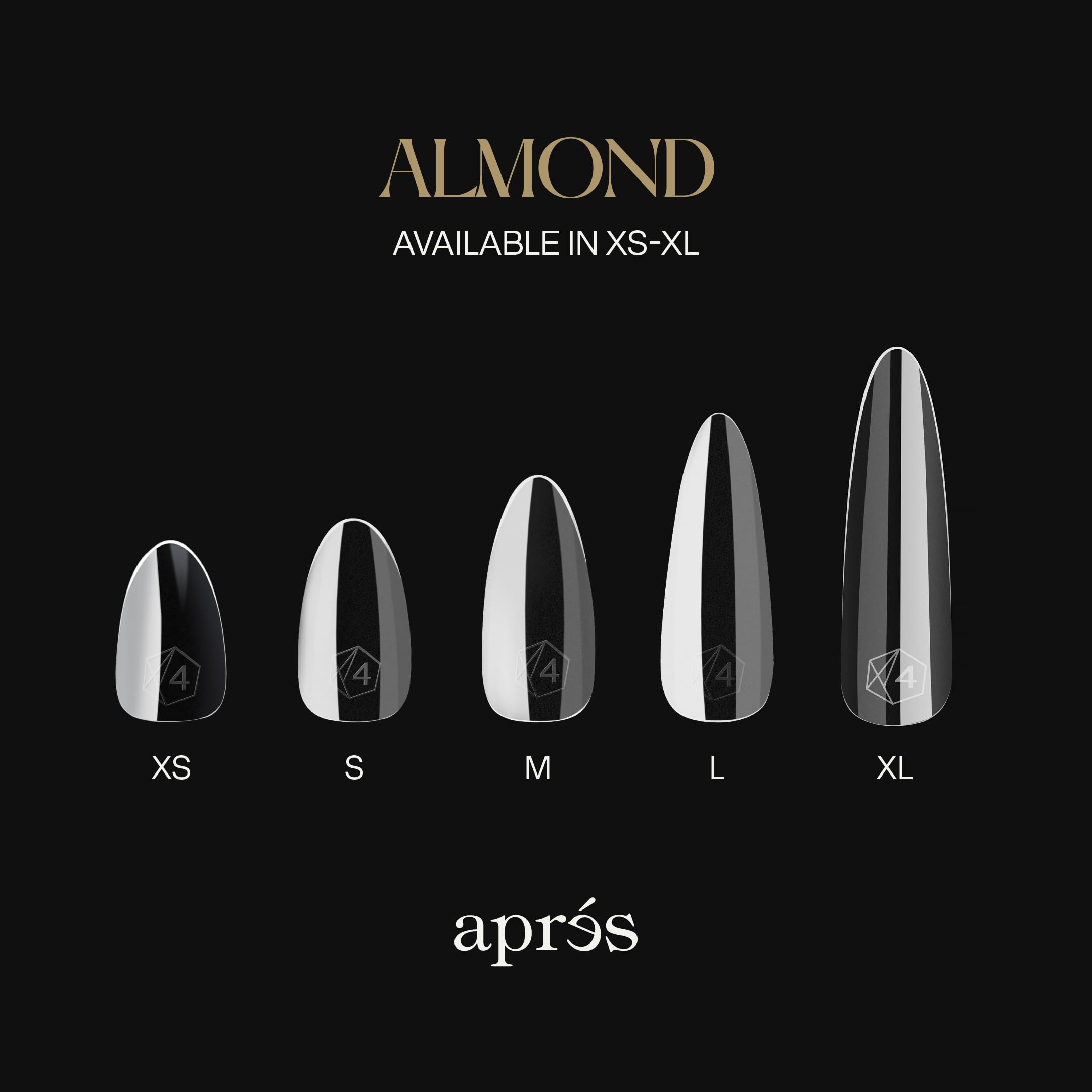Apres Gel-X - Caja de uñas de almendra | 280 puntas de gel X, puntas suaves, 14 tamaños 00-9 | Medio tamaño incluido (almendra natural larga, 280 unidades)
