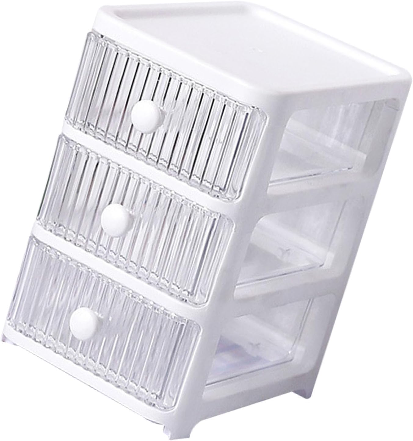 Desktop Storage Box, Makeup Storage Box with Drawers Plastic Office Stationery Supplies Organizers Multi Layers Transparent Desk Organizer for Home Bedroom Office (3 Tier) image 4
