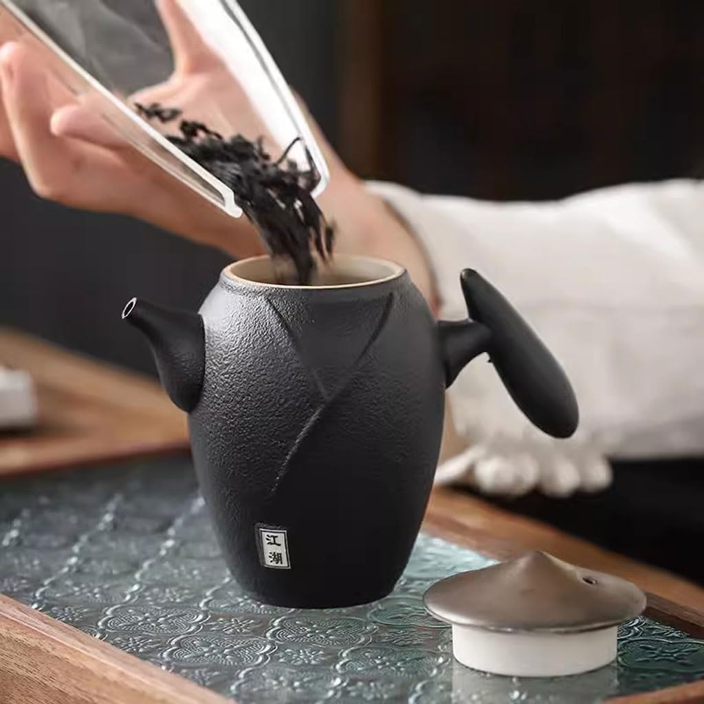 Tetera de cerámica creativa Retro negra con filtro para el hogar, pequeña oficina, juego de té de Kung Fu, tetera individual