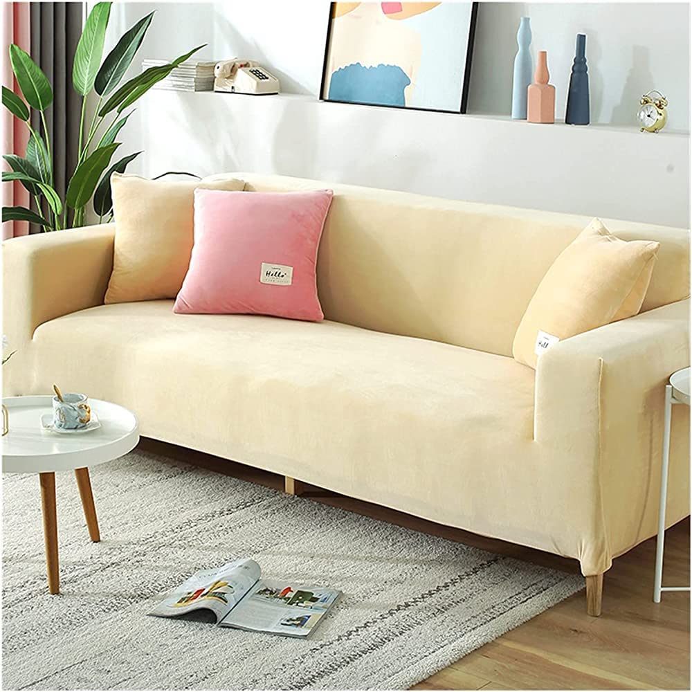 MGEMJMJ Sofa Sofaslip,Living Room Velvet Sofa Cover Thickened Modular Sofa Cover Elastic Cover Sofa Cover(Size:3 seats (190-230cm),Color:A)