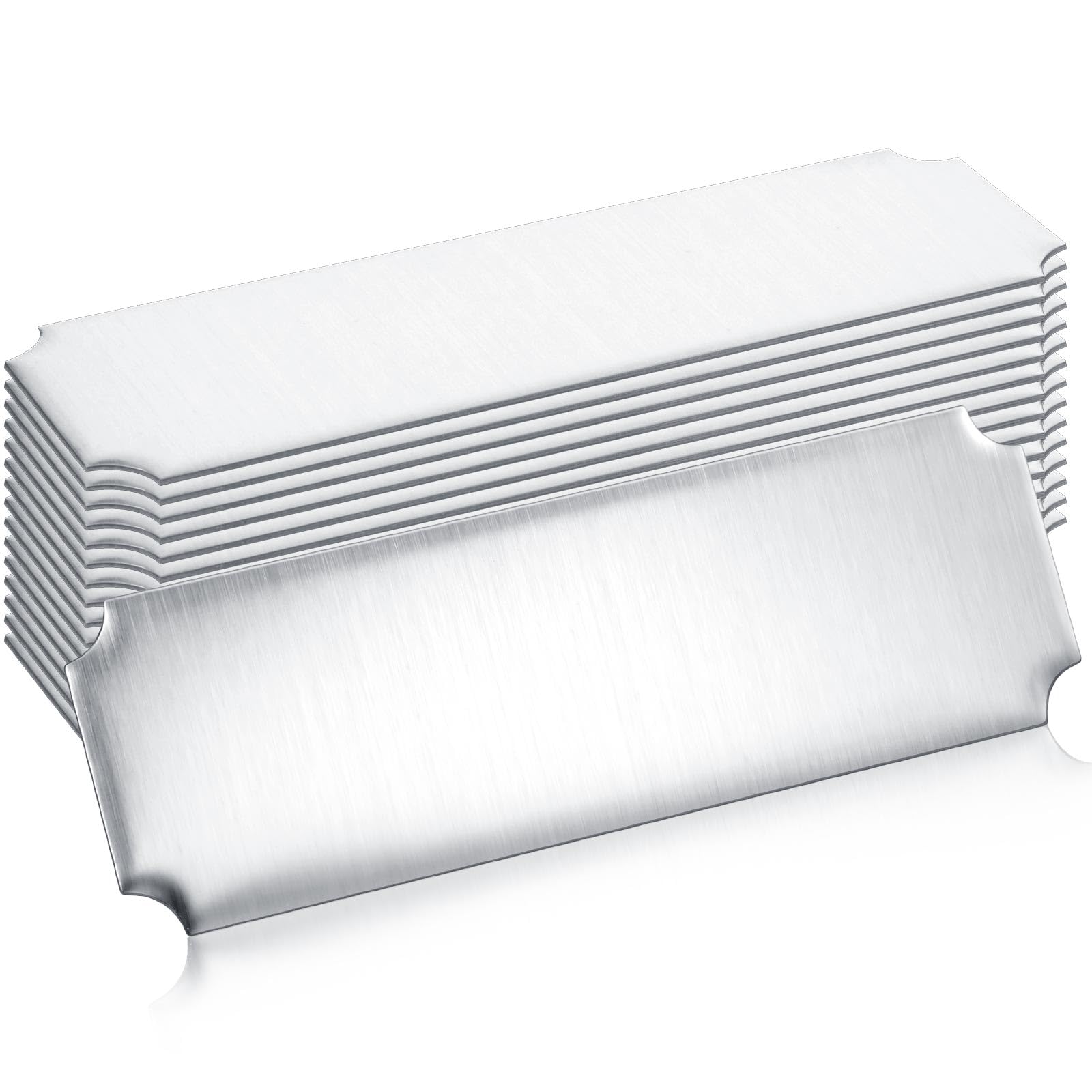 Therwen 15 Pcs Engraved Name Plates Bulk Metal Perpetual Plaque Plate Laser Engraving Blanks Adhesive Nameplate Card For Home Indoor DIY Signage Etching (Colorful,3" W X 1" H,Classic - View #2