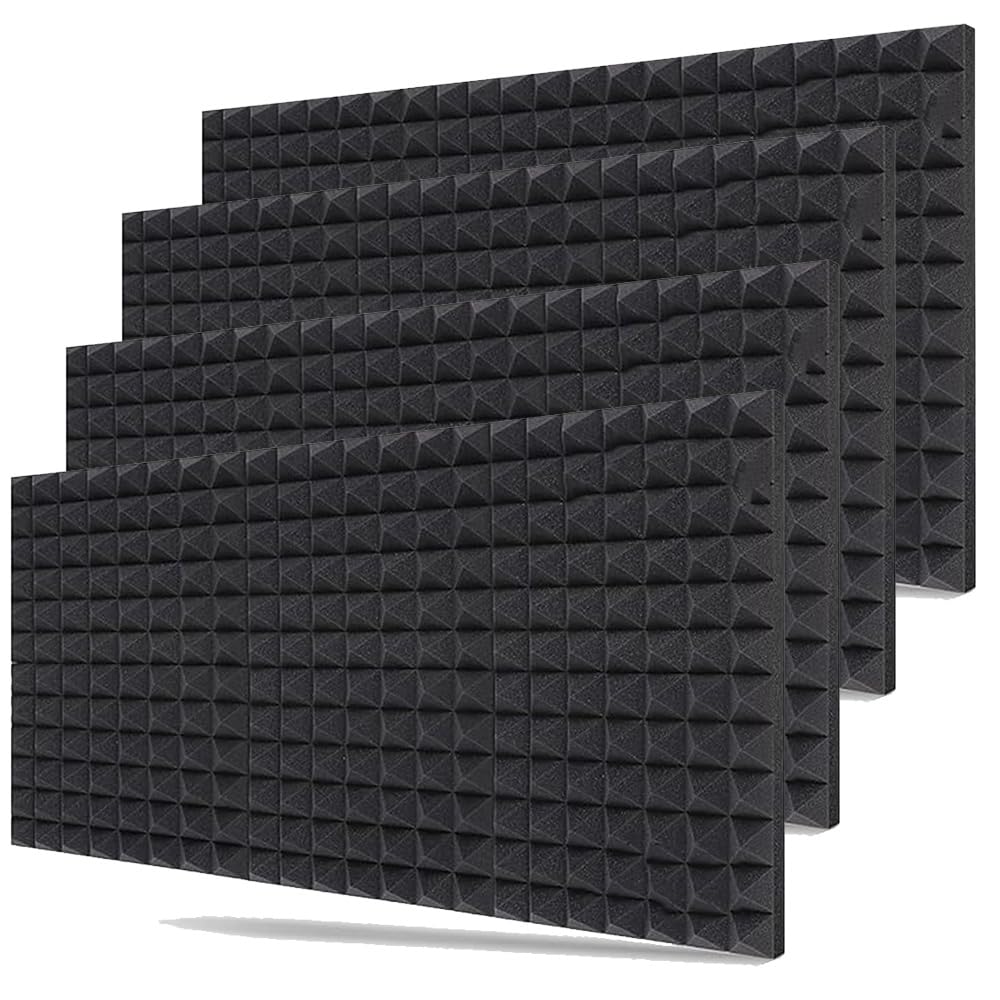 Imaginea 6x3ft Acoustic Foam Sheet for Room |Soundproofing Pyramid Acoustic Sheet Panels for Wall Room Noise Reducer Sound Absorber Acoustic Foam Panels Acoustic Room Treatment (Pack of 4, Black)