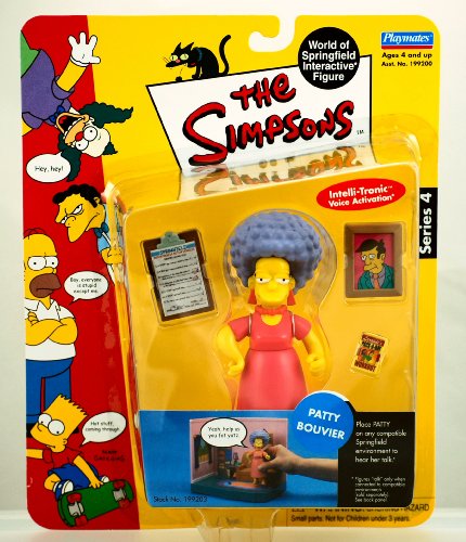 The Simpsons - 2001 - Playmates - Series 4 - Patty Bouvier Action Figure - w/ Accessories - Intelli-tronics Voice Activation - Out of Production - Limited Edition - Collectible
