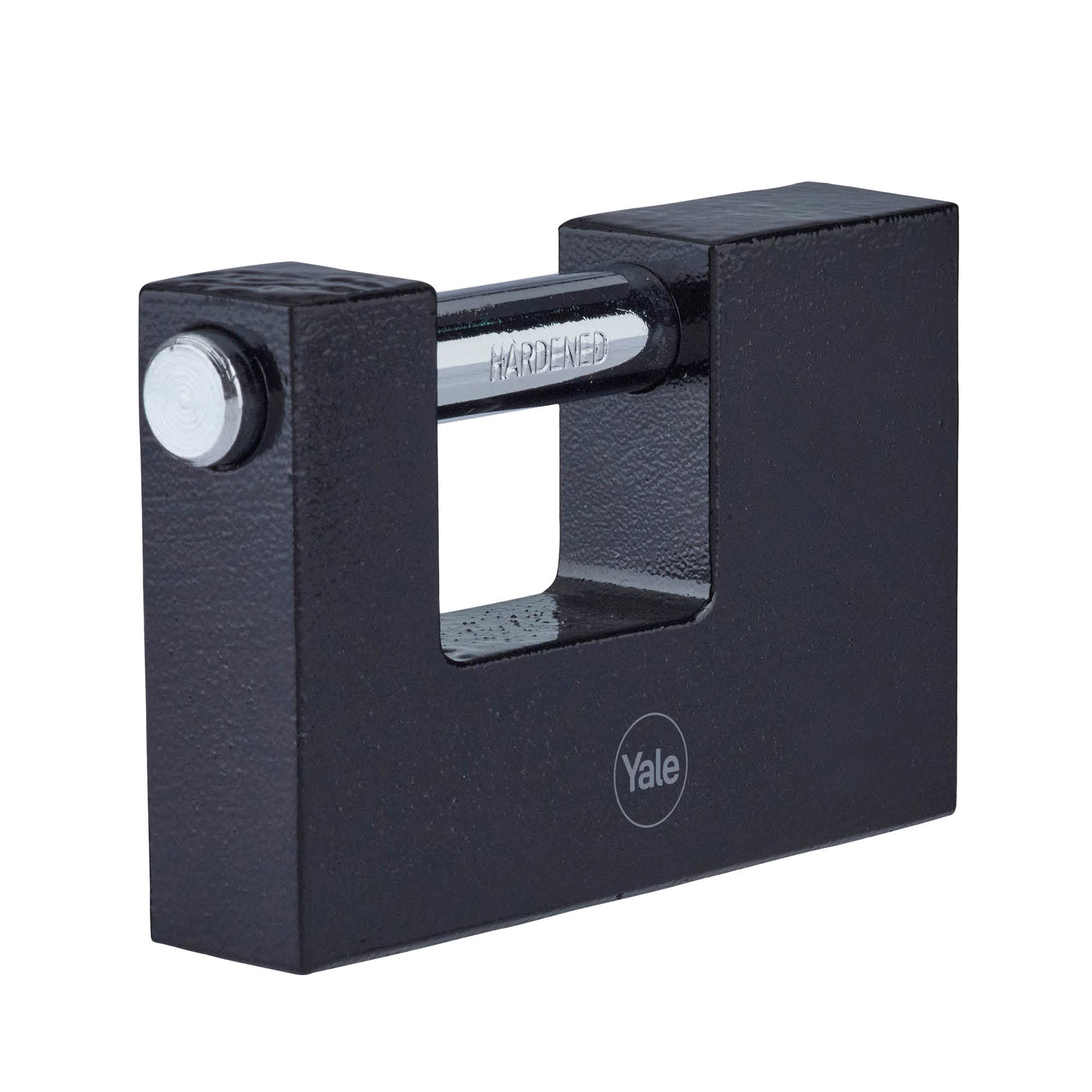 Yale Iron Shutter Padlock 90mm - Black - Hardened Steel shackle - Outdoor use