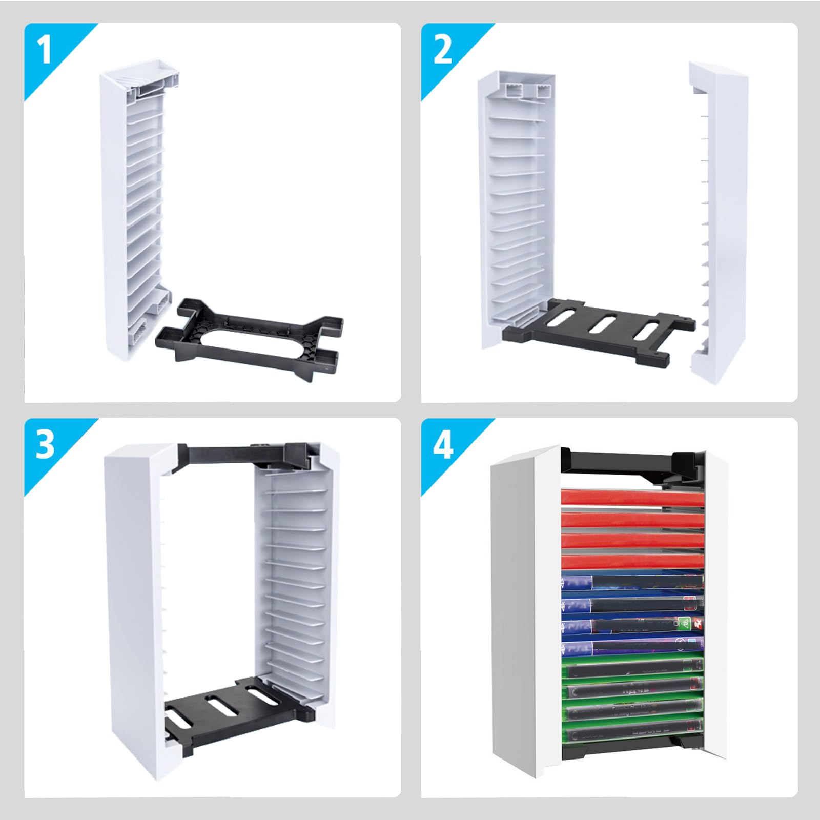 SOONHUA Support de Disque de Jeu, Tour de Rangement de Jeux PS5,Support de Rangement pour 12 Disques de Jeux PS5