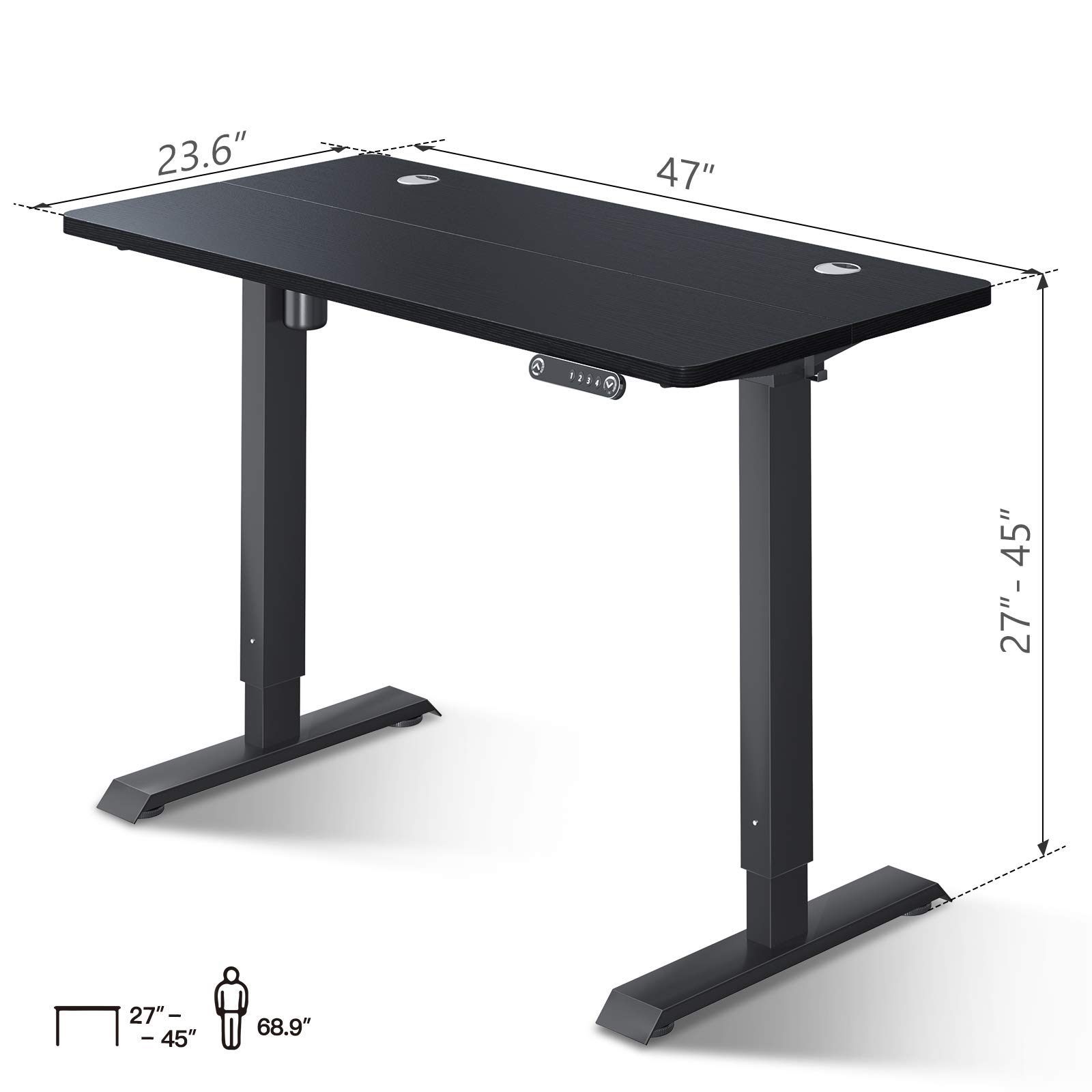KKL 48inch Height Adjustable Electric Standing Desk, 48 x 24 Inches
