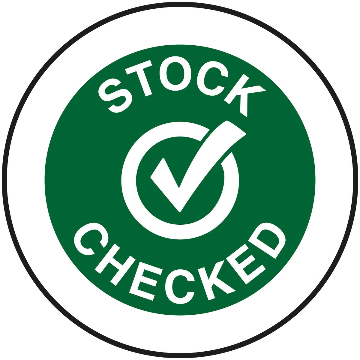VSafety Stock Checked Green Sticker - 50mm Diameter (Roll of 250)