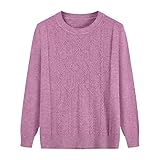 YONGHONGKEJI Strickpullover für Ältere Menschen mittleren Alters und Senioren – Pullover für Ältere Damen Langärmelig Rundhalsausschnitt Strickwaren für Damen Zopfmuster Lässig Weich Pullove