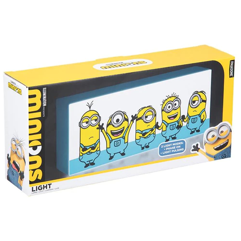 Paladone Minions Light Sign - Officially Licensed Illumination Character Wall Light, Wall Mountable or Freestanding, 3 Light Modes, Gift for Despicable Me Fans, Battery or USB Powered
