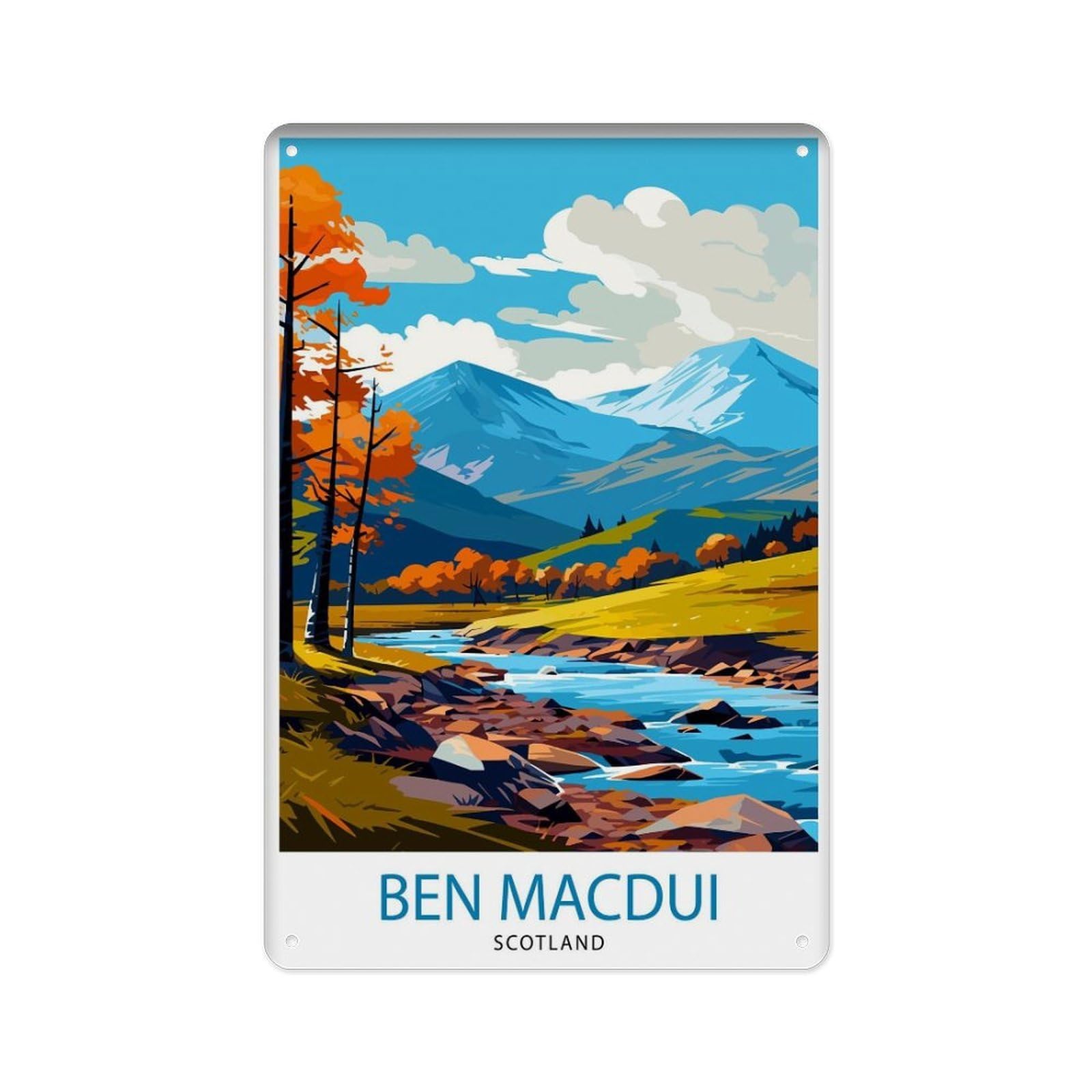 peiyeety Metal Tin Sign Artwork on The Ben Macdui Summit, Calgarie National Park Poster, Scottish Highlands Decor, Artwork on The Ben Macdui Summit, Mountain Scenery, Trekking in Scotland 8 X 12 Inch