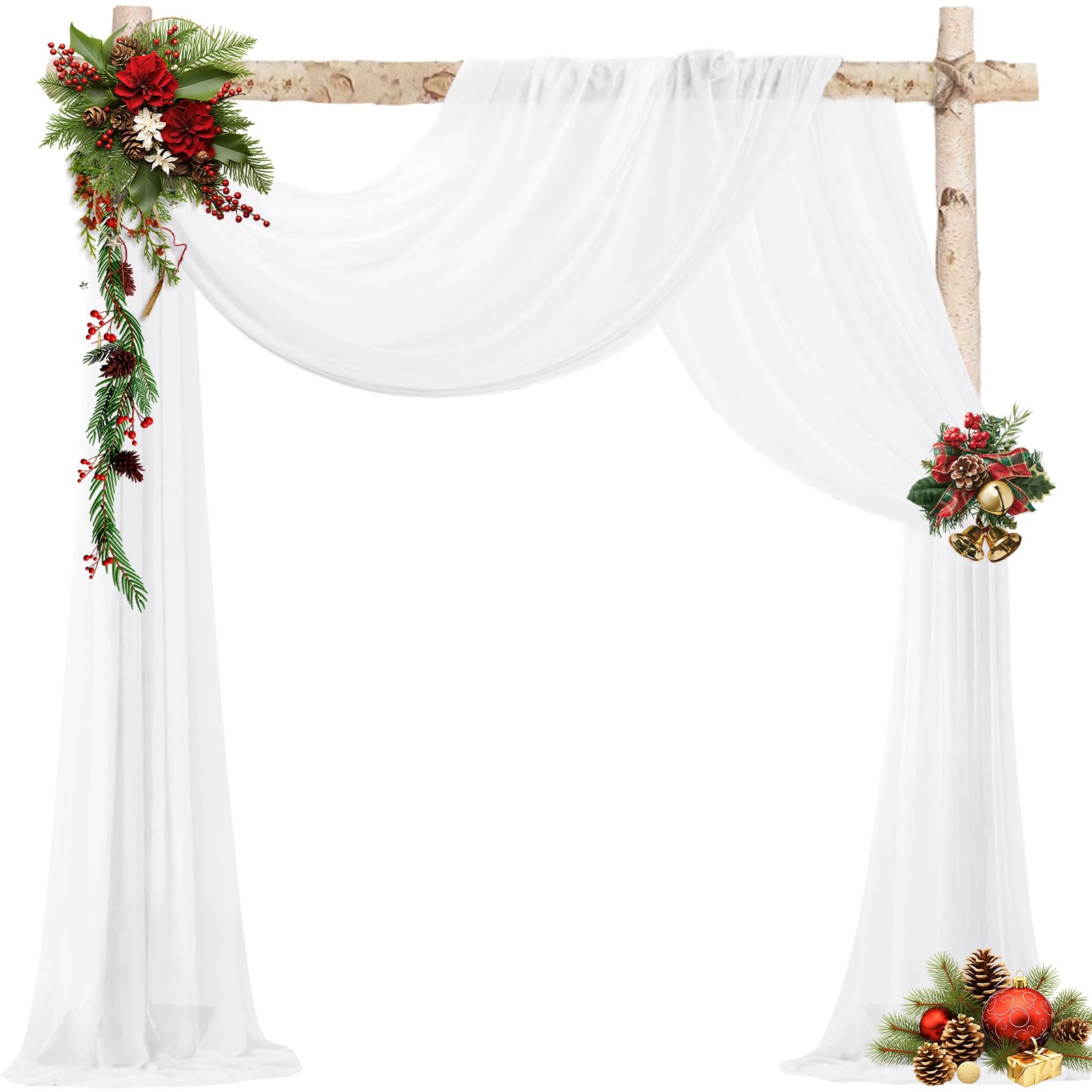 VOK White Wedding Arch Draping Fabric Chiffon Fabric, 29in x 18Ft