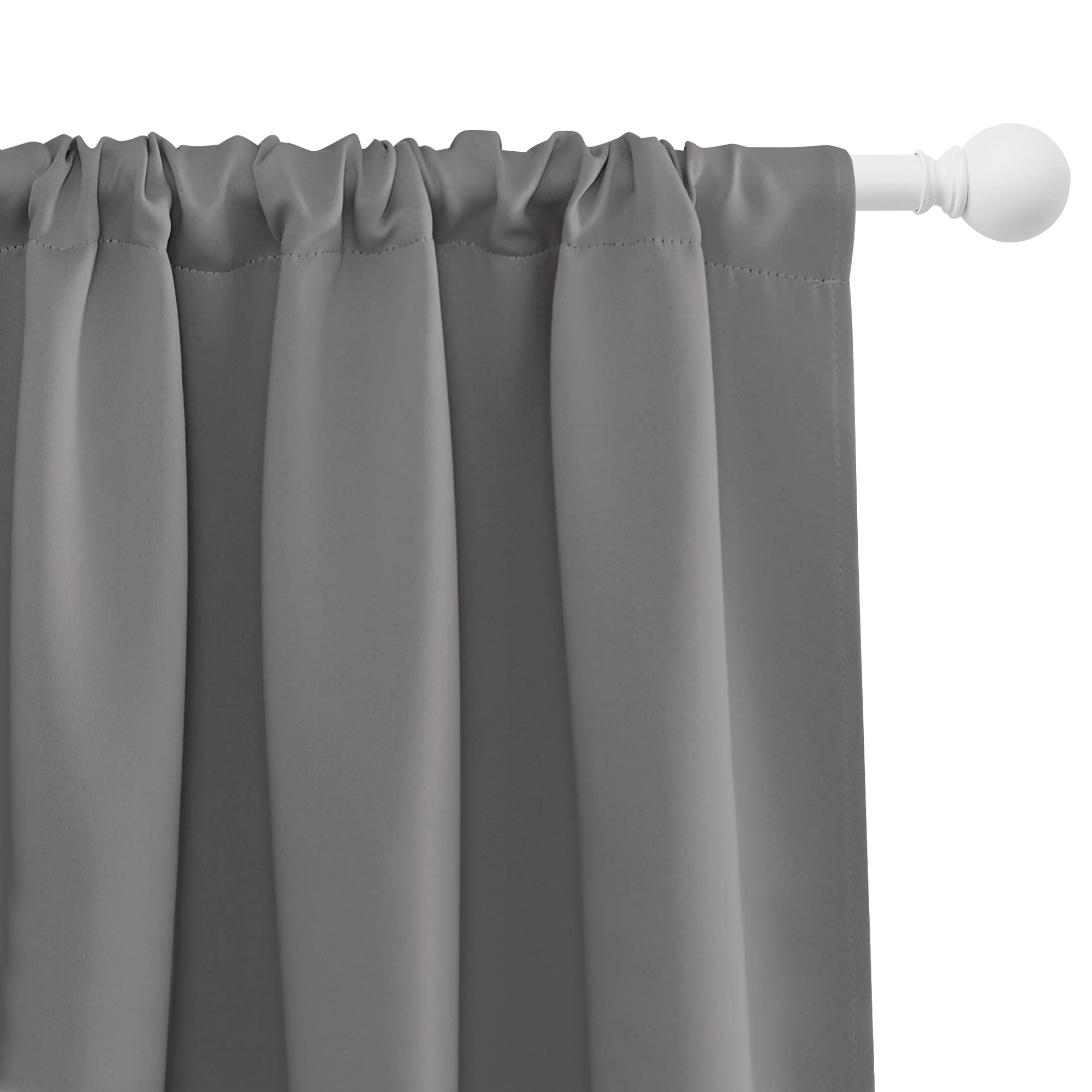 NICETOWN 2 Panels Blackout Curtains 42 x 45 in Grey with Single Curtain Rod 48-86 inch
