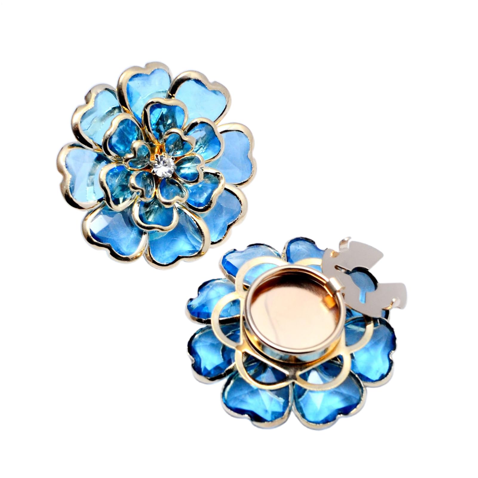 Fundas de botones de flores para mujer, camisas con diamantes de imitación, gemelos, clips decorativos, kit de costura, accesorios de vestir