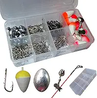 Kit Anzol de Pesca Estojo com Chumbada Boias Guizo 286 Unidades