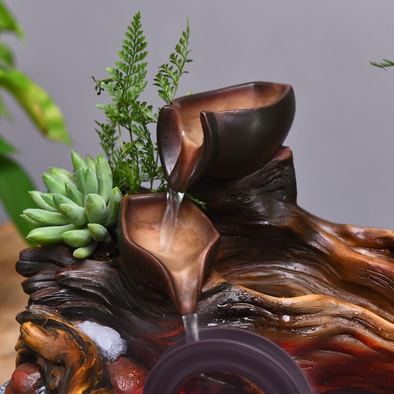 Fuente Decorativa de jardín, Fuente de Agua con Cascada, de cerámica, diseño de Pino, Feng Shui Zen, decoración para salón, Dormitorio, Oficina