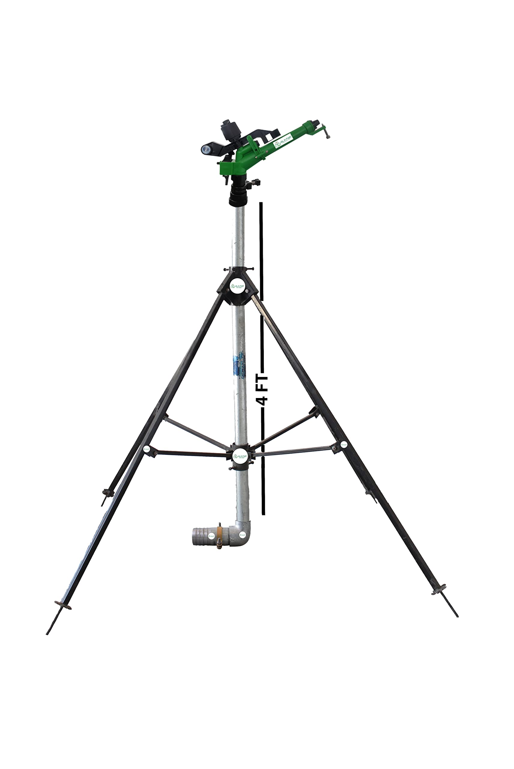 JALKIPARI® RAINGUN SET COMBO WITH JALKIPARI PVC 1.50INCH RAIN GUN, COMPLETE ADAPTER SET, 4 FT ISI G.I. Riser PIPE, 4 LEG HEIGHT ADJUSTABLE STAND (GI FITTING (NIPPLE TYPE), 2"INCH GI NIPPLE)