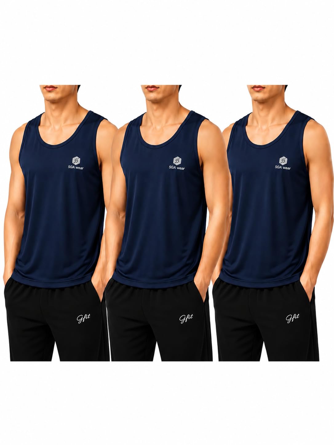 Men's Gym Vest Sports Running Sando & Quick-Dry Training Tank Top | Pack of 3-image-38