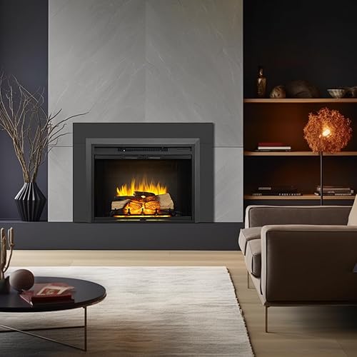 Miniatura 2 de LegendFlame Damon - Chimenea eléctrica de 30 pulgadas con kit de molduras, puerta de vidrio y pantalla de malla, calentador de chimenea 7501500 W,