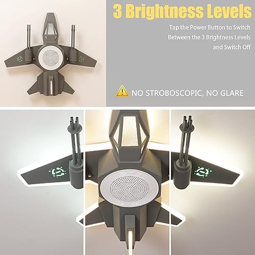 Miniatura 4 de Lámpara de techo para niños con forma de avión de dibujos animados, color gris, con pantalla acrílica, lámpara de montaje empotrado para habitación