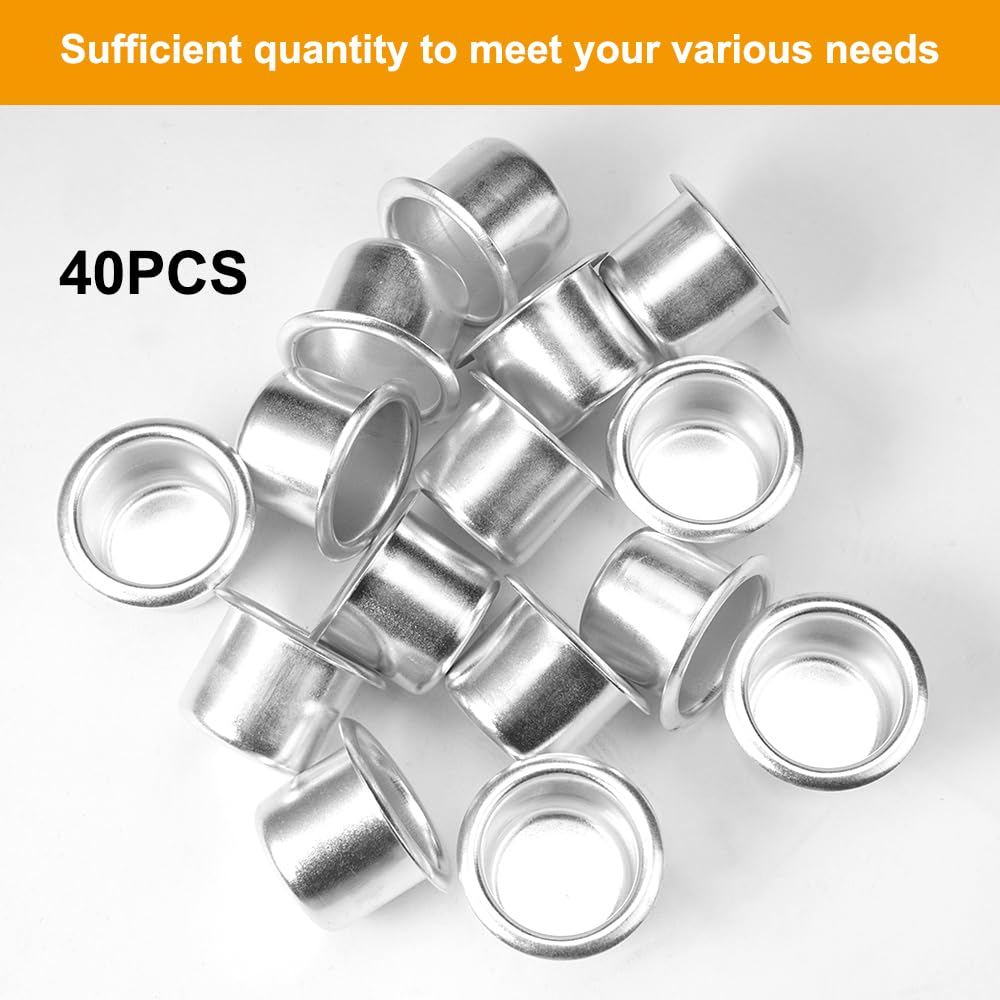 40 Pièces Supports Bougeoirs Aluminium 22mm – Inserts Métal Argent Pour Bougies Chauffe-Plat & Décoration Table
