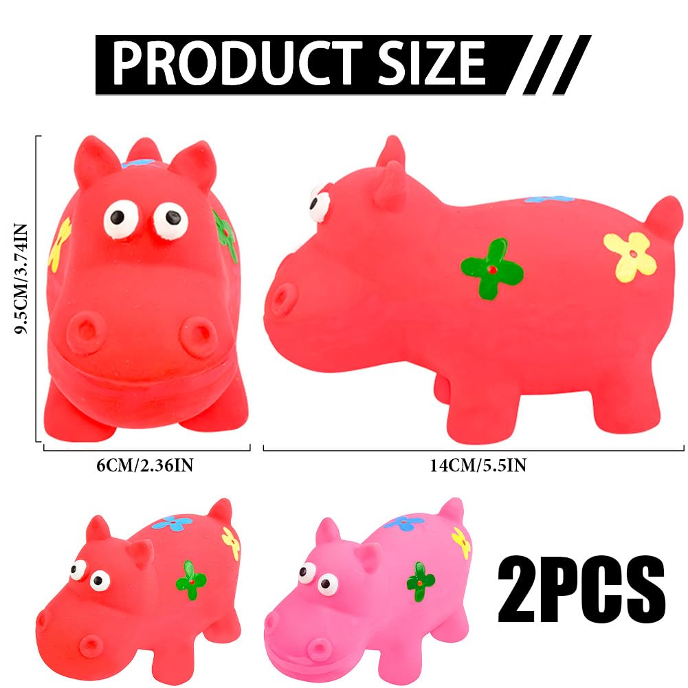 Fadcaer 2 Pcs Squeaky Dog Toys,Latex Puppy Toy with Squeaker for Small Dogs puppy Durable Natural Latex Dog Squeaky Toy Puppy Chew Toy Interactive Dog Toys for Playing Training,Teething (Pink&Red) - Image 2