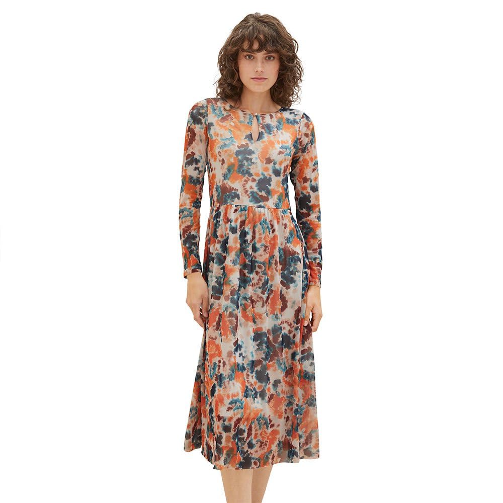 TOM TAILOR Sukienka damska, 32367 - Grey Orange Tie Dye Floral, 38