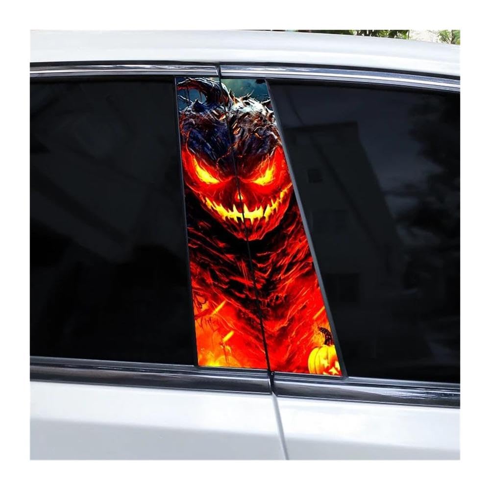 Decorative Items 2pcs Halloween Horror Pumpkin Stickers Car B-Pillar Stickers DIY Car Door Pillar Decoration Sticker(E)