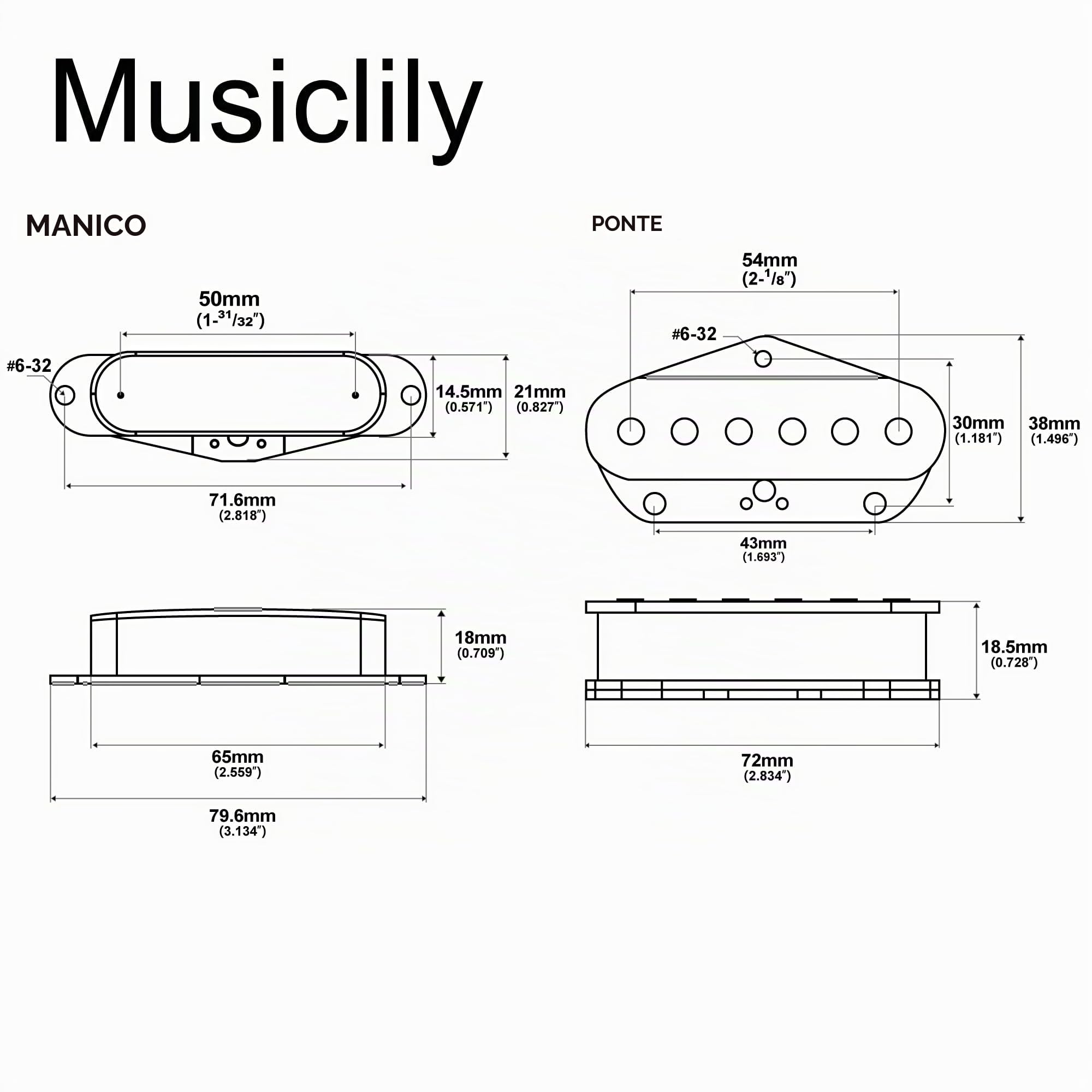 Musiclily Pro TL-50S Alnico 5 Pick up Single Coil Manico Ponte Set per Chitarra Elettrica tipo Tele, Cromato