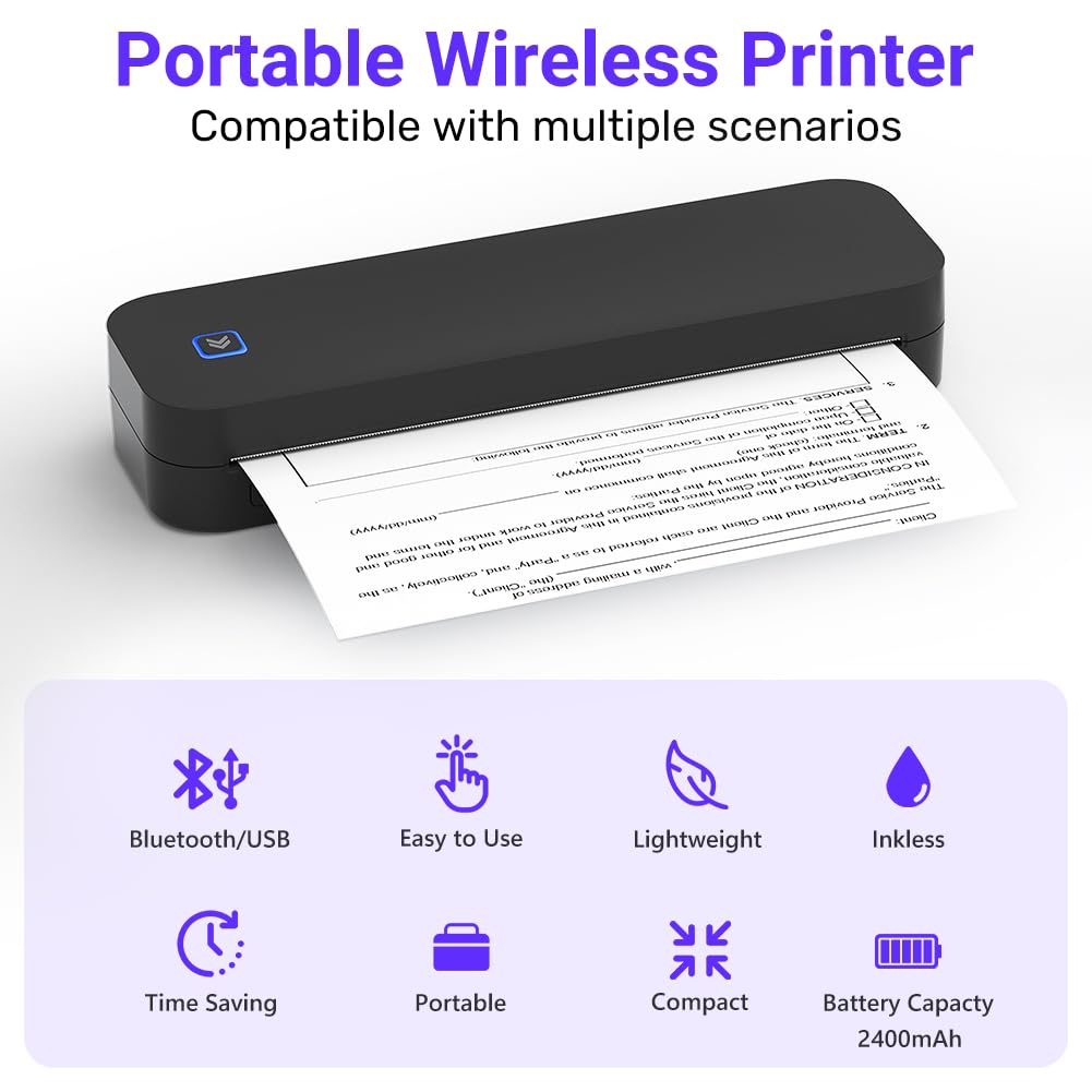 Mobiele Printer Draagbare Thermische Printer Bluetooth Inktloze Thermische Printer Usb Ios 300dpi P 010114010429