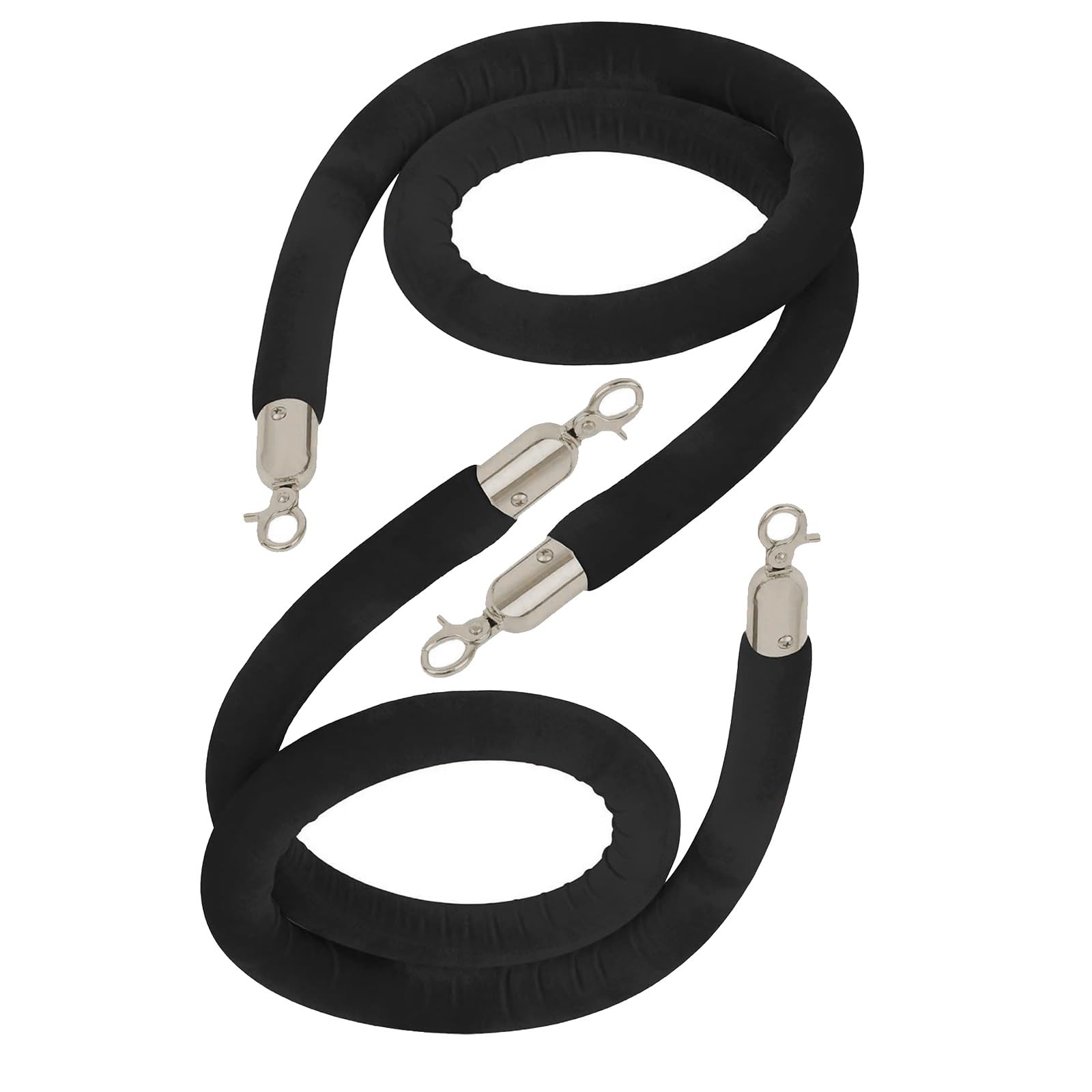 GDMDPTE Black Rope Stanchions (0.6-4m) with Hemp Cord Elegant Gold Closures and Velvet Rope for Crowd Control & Event Management