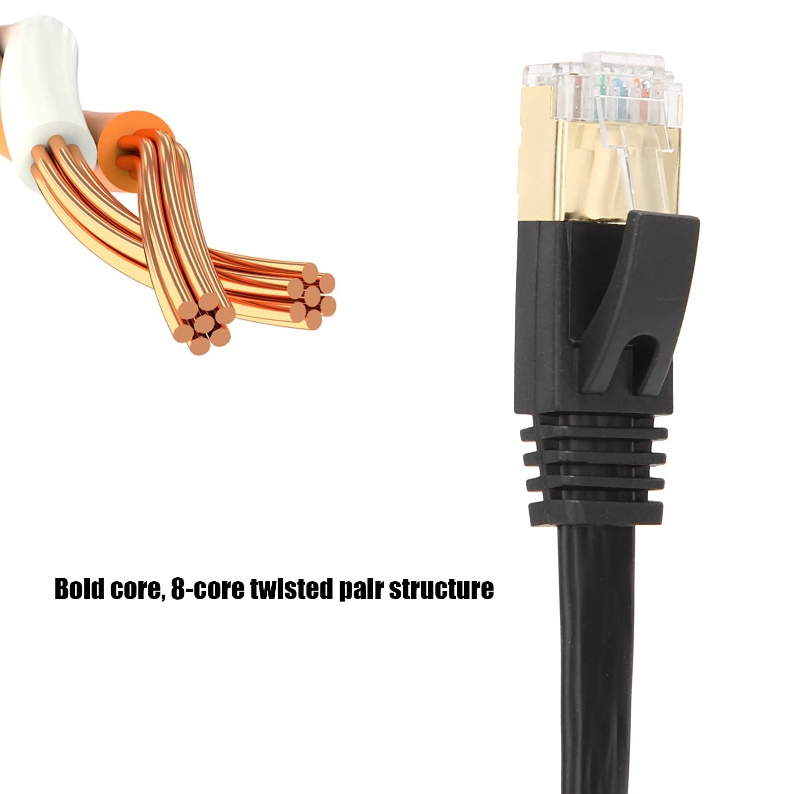 Fafeicy Cavo di Rete, Cavo Ethernet CAT7, Esterno e Interno, Cavo di Rete LAN Ad Alta velocità per Carichi Pesanti 10 Gbps, 600 Mhz con Oro, Cavi Ethernet di Categoria 7 (#10)